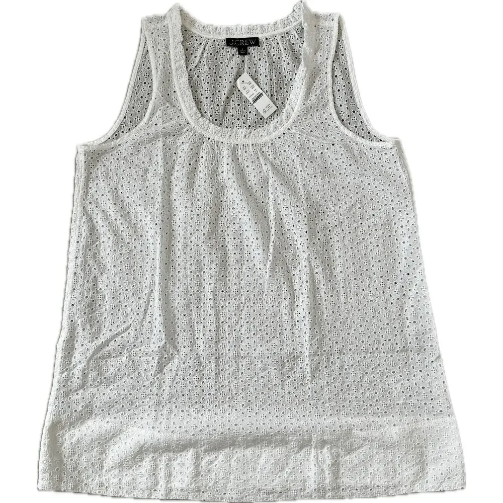 J.Crew Ruffle-trim scoopneck eyelet mini dress White S